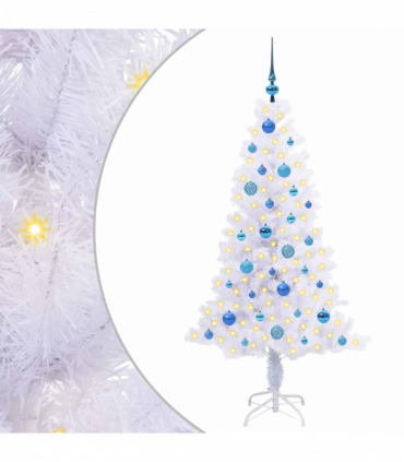vidaXL Artificial Christmas Tree with Stand White 150 cm PVC and Steel