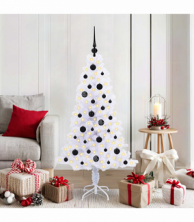 vidaXL Artificial Christmas Tree with Stand White 150 cm PVC and Steel