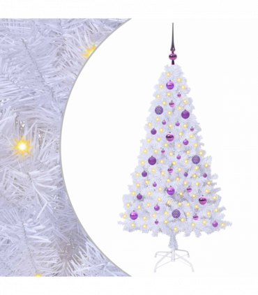 vidaXL Artificial Christmas Tree with Stand White 150 cm PVC and Steel