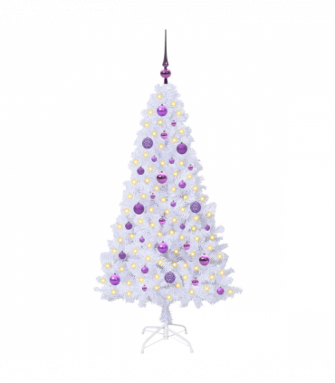 vidaXL Artificial Christmas Tree with Stand White 150 cm PVC and Steel