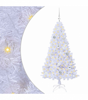 vidaXL Artificial Christmas Tree with Stand White 150 cm PVC and Steel