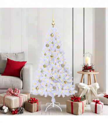 vidaXL Artificial Christmas Tree with Stand White 150 cm PVC and Steel