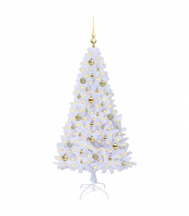 vidaXL Artificial Christmas Tree with Stand White 150 cm PVC and Steel