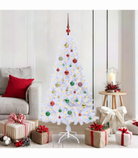 vidaXL Artificial Christmas Tree with Stand White 150 cm PVC and Steel