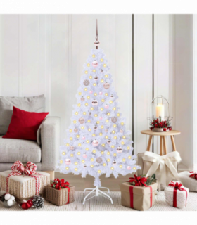 vidaXL Artificial Christmas Tree with Stand White 150 cm PVC and Steel