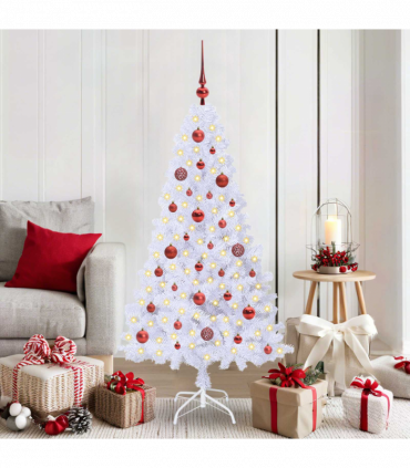 vidaXL Artificial Christmas Tree with Stand White 150 cm PVC and Steel