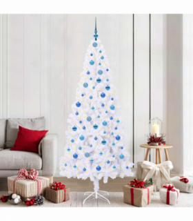 vidaXL Artificial Christmas Tree with Stand White 210 cm PVC and Steel