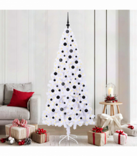 vidaXL Artificial Christmas Tree with Stand White 210 cm PVC and Steel