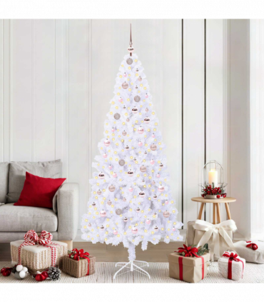 vidaXL Artificial Christmas Tree with Stand White 210 cm PVC and Steel