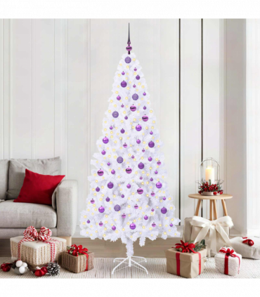 vidaXL Artificial Christmas Tree with Stand White 210 cm PVC and Steel