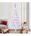 vidaXL Artificial Christmas Tree with Stand White 210 cm PVC and Steel