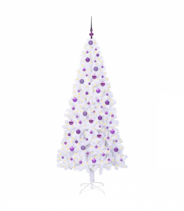 vidaXL Artificial Christmas Tree with Stand White 210 cm PVC and Steel