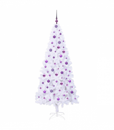 vidaXL Artificial Christmas Tree with Stand White 210 cm PVC and Steel