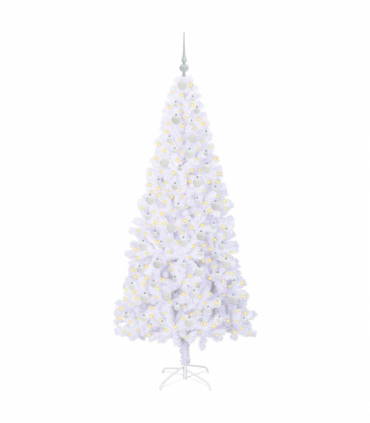 vidaXL Artificial Christmas Tree with Stand White 210 cm PVC and Steel