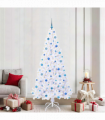 vidaXL Artificial Christmas Tree with Stand White 210 cm PVC and Steel