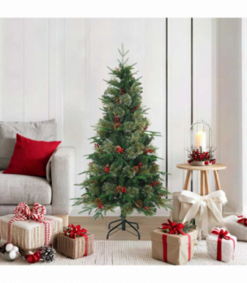 vidaXL Artificial Hinged Christmas Tree Green 150 cm PVC, PE and steel