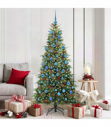 vidaXL Artificial Hinged Christmas Tree Green 180 cm PE and PVC