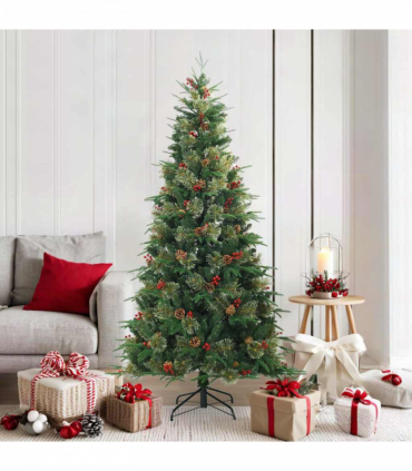vidaXL Artificial Hinged Christmas Tree Green 180 cm PVC, PE and steel