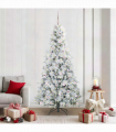 vidaXL Artificial Hinged Christmas Tree Green 210 cm PE and PVC
