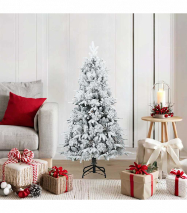 vidaXL Artificial Hinged Christmas Tree Green and white 120 cm