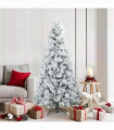 vidaXL Artificial Hinged Christmas Tree Snow Flocked White 180 cm