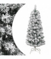 vidaXL Artificial Hinged Christmas Tree with Flocked Snow 150 cm