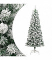 vidaXL Artificial Hinged Christmas Tree with Flocked Snow 180 cm