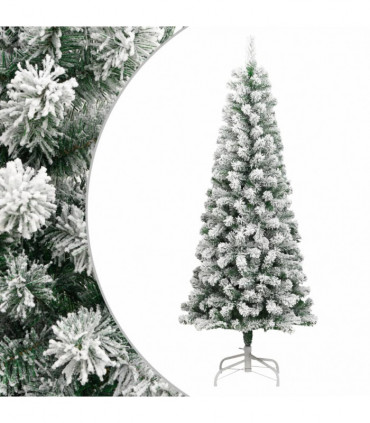 vidaXL Artificial Hinged Christmas Tree with Flocked Snow 210 cm