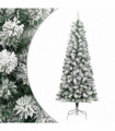 vidaXL Artificial Hinged Christmas Tree with Flocked Snow 210 cm