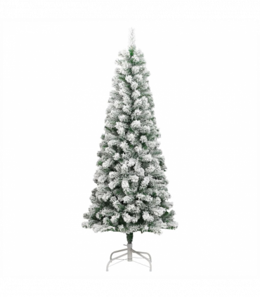 vidaXL Artificial Hinged Christmas Tree with Flocked Snow 210 cm