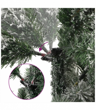 vidaXL Artificial Hinged Christmas Tree with Flocked Snow 210 cm