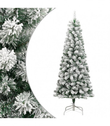 vidaXL Artificial Hinged Christmas Tree with Flocked Snow 240 cm