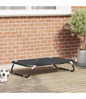 vidaXL Dog Bed Black ML Oxford Fabric and Steel