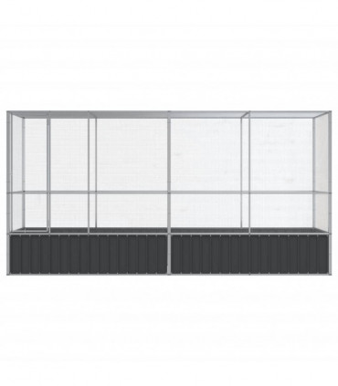 vidaXL Aviary with Extension Silver 418.5x107x212 cm Steel