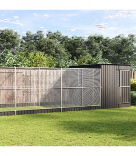 vidaXL Aviary with Extension Silver 911x303x216 cm Steel