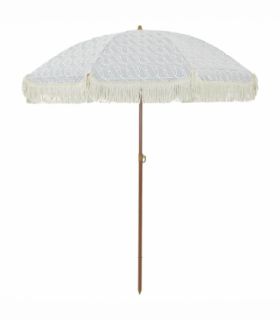 vidaXL Parasol Grey and White Ø 160 x 195 cm Steel