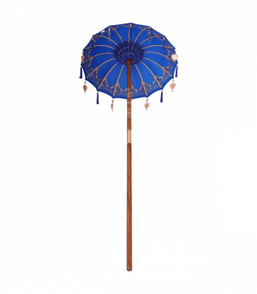 vidaXL Balinese Parasol Blue (90-100) x 260 cm Cotton and solid wood