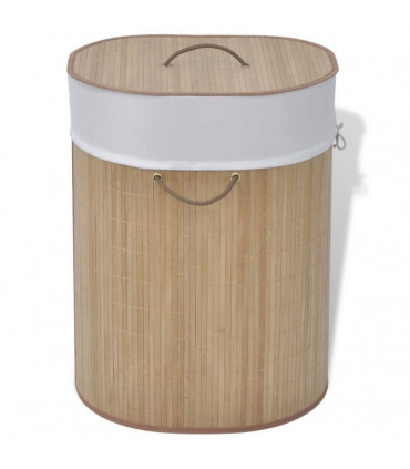 vidaXL Bamboo Laundry Bin Oval Natural