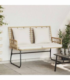 vidaXL Garden Bench Brown, Black, Cream Poly rattan, steel