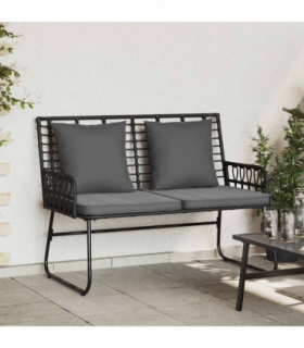 vidaXL Garden Bench Black, Anthracite Poly rattan, steel