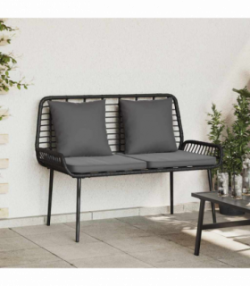 vidaXL Garden Bench Black, Anthracite Poly rattan, steel