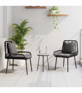 vidaXL Garden Dining Set 3 pcs Black, Anthracite Poly rattan, steel