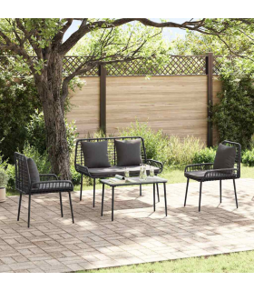 vidaXL Garden Dining Set 3 pcs Black, Anthracite Poly rattan, steel