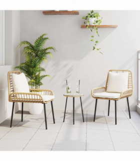 vidaXL Garden Dining Set 3 pcs Brown, Black, Cream 35 x 35 x 45 cm