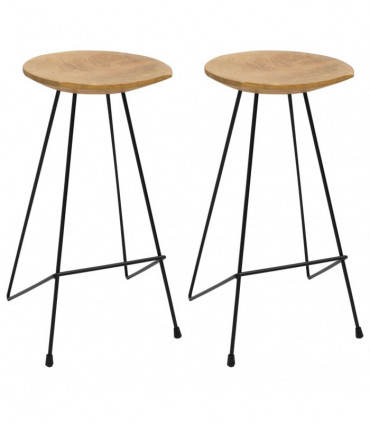 vidaXL Bar Stools 2 pcs Solid Teak Wood