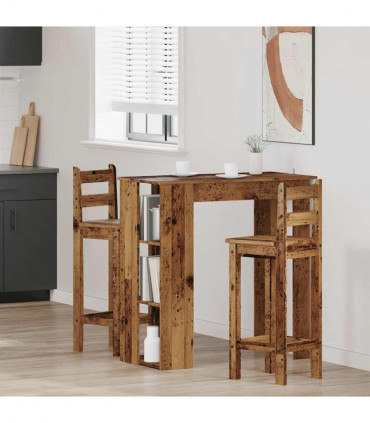 vidaXL Bar Table with Shelf Old Wood 102x50x103.5 cm Engineered Wood