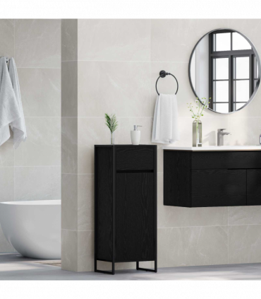 vidaXL Bathroom Cabinet Black Oak 40 x 30 x 100 cm Engineered Wood