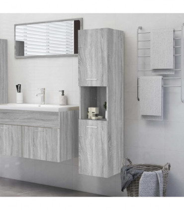 vidaXL Bathroom Cabinet Grey Sonoma 30x30x130 cm Engineered Wood