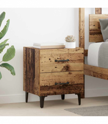 vidaXL Bed Cabinet 2 pcs Old wood 40 x 35 x 47.5 cm Engineered wood