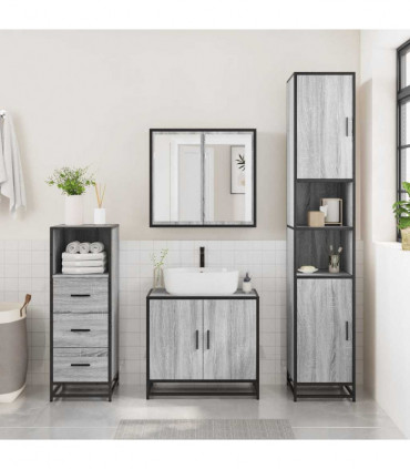 vidaXL Bathroom Cabinet Grey Sonoma 35x37.5x100 cm Engineered Wood